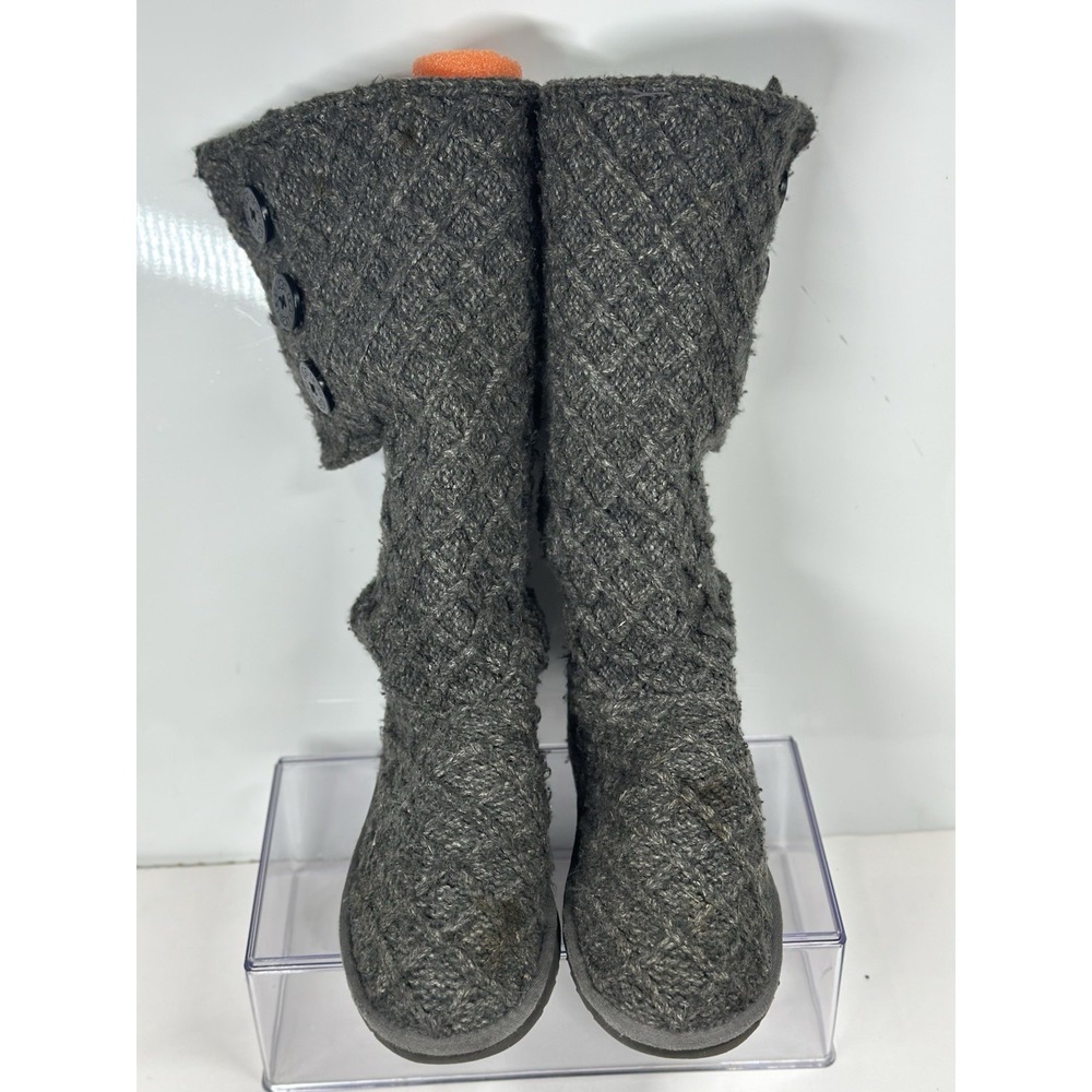 UGG 3066 Lattice Cardy Gray Sweater Knit 3 Button Winter Sock Boots Womens 7 - Picture 5 of 9